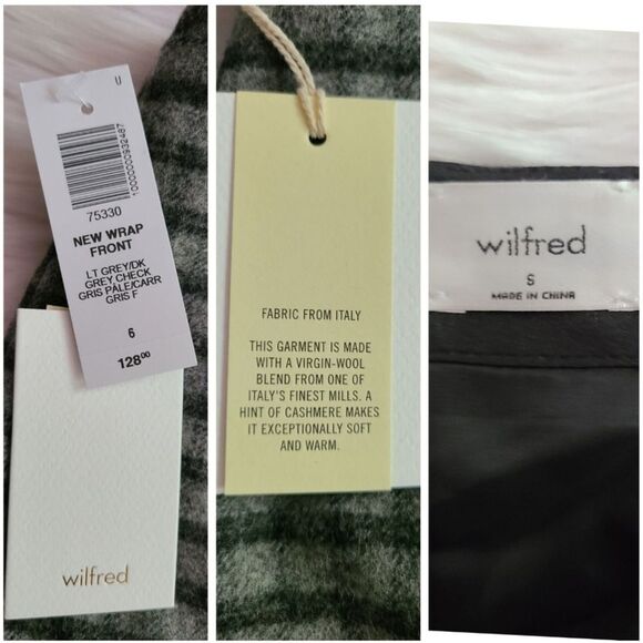 NWT|Wilfred Grey Wool Cashmere Blend Plaid Bow Skirt, Size 6 - Picture 5 of 7